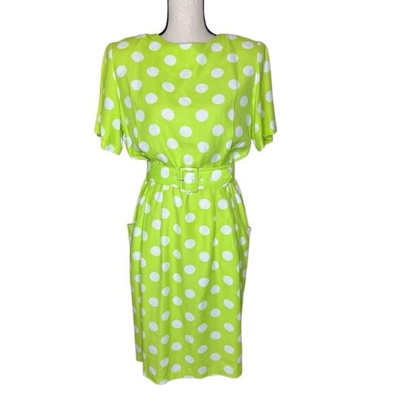 By Berkeley Dresses & Skirts - Vintage By Berkeley Green & White polka Dot Sheath Dress Sz 10